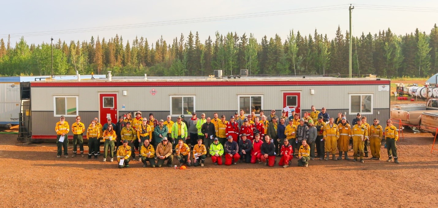 IMT and crew leaders at morning brief May 25