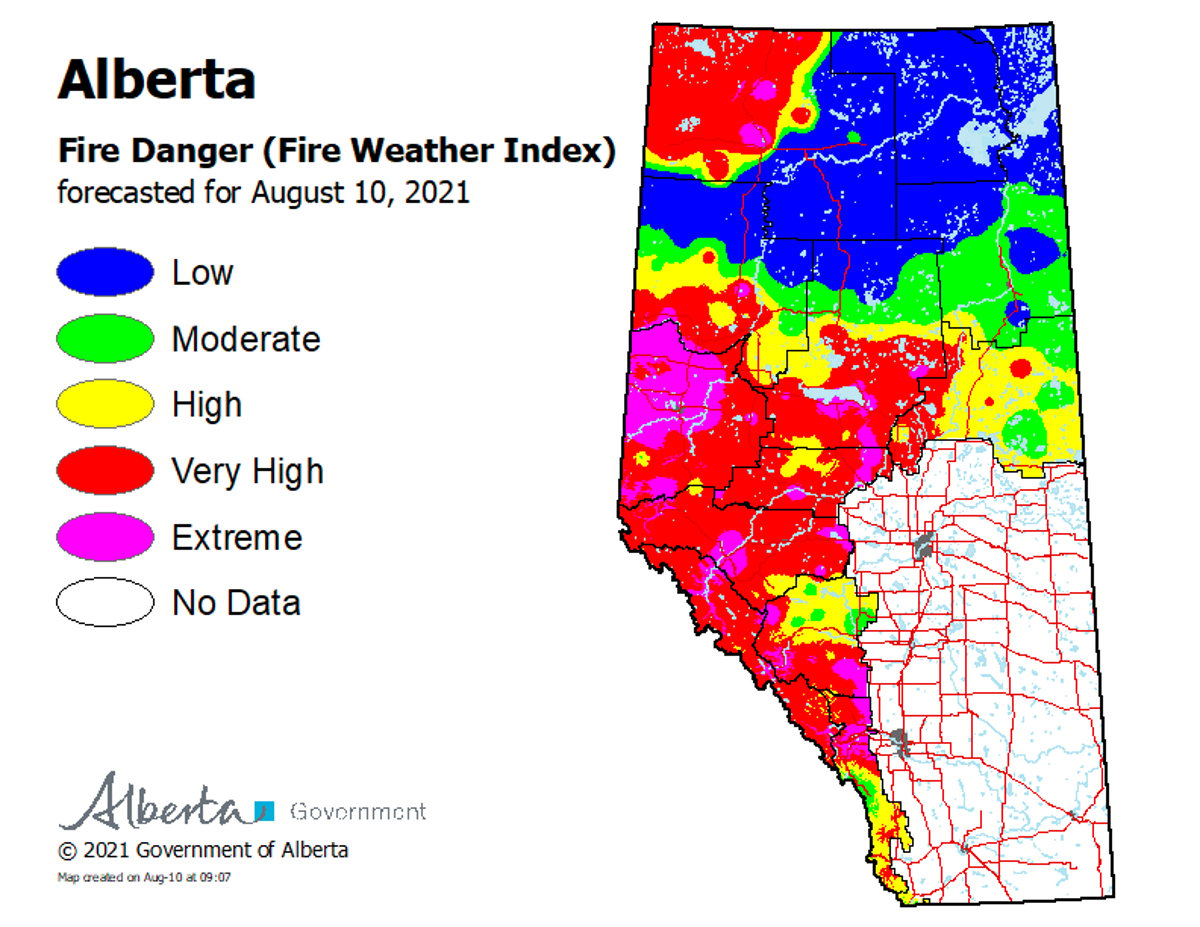 Wildfire danger August 10th