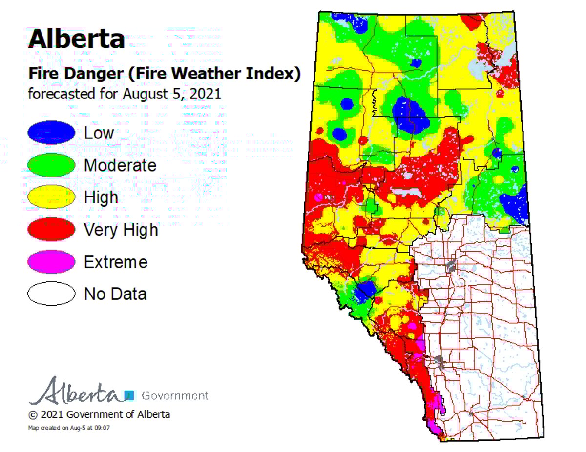 wildfire danger August 5, 2021