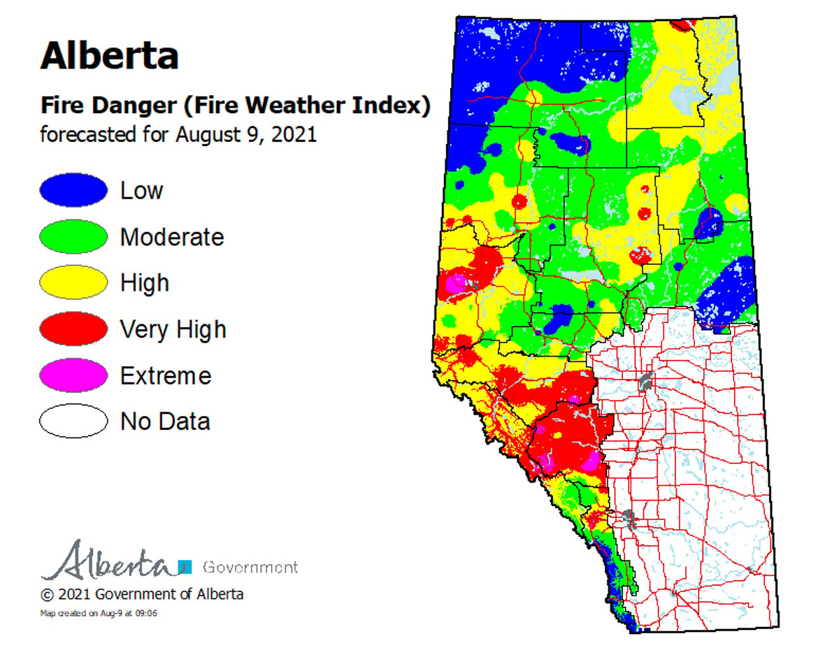 wildfire danger August 9th