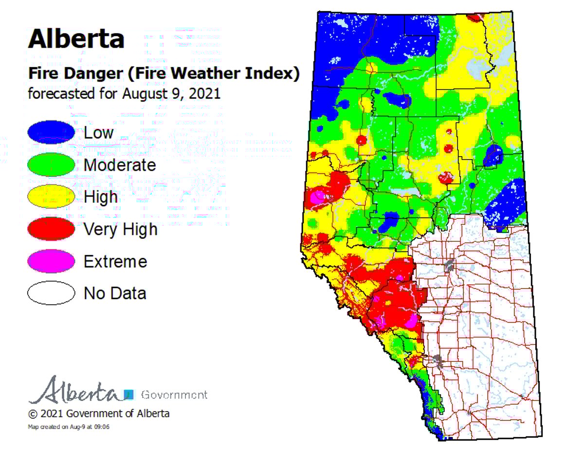 wildfire danger August 9th