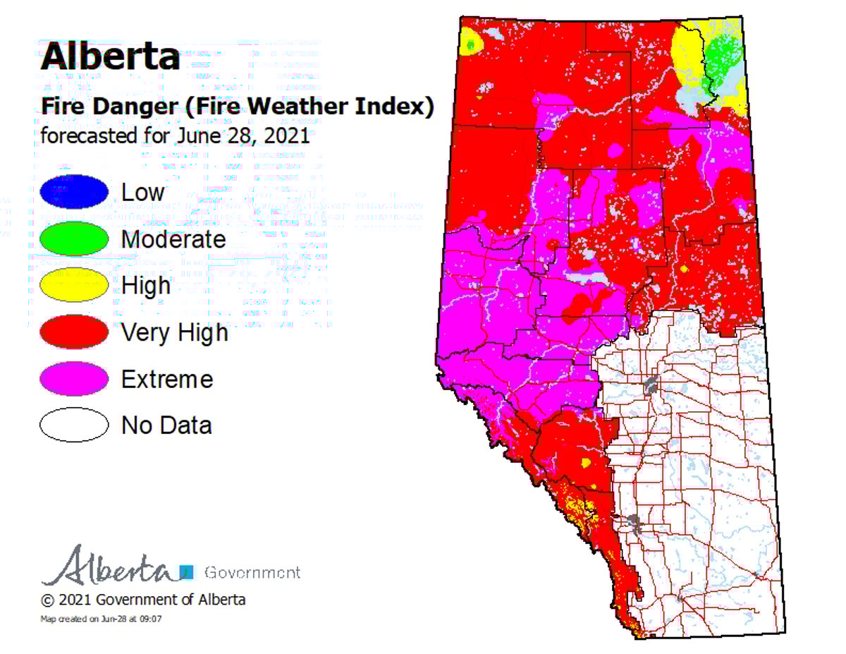 wildfire danger June 28, 2021