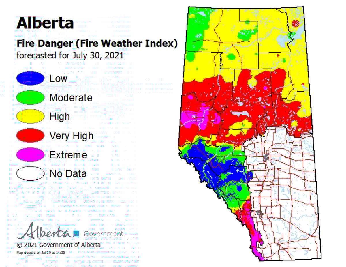 wildfire danger July 30th, 2021